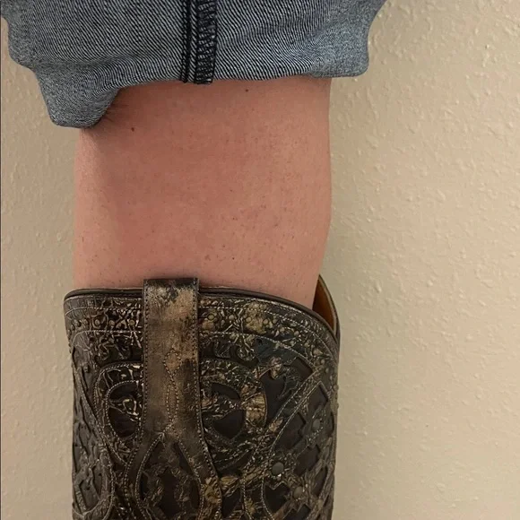 Lucchese Snowflake Brown and Gold Cowboy Boots with Intricate Detailing Size 10 - Picture 13 of 16